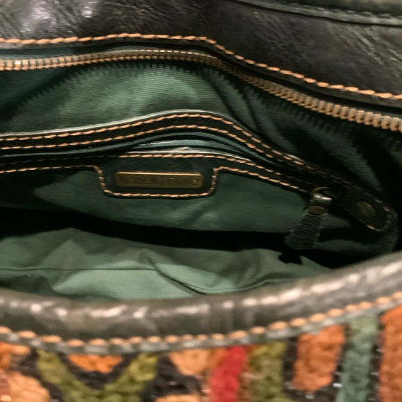 ISABELLA FIORE beaded Tapestry carpet bag LARGE Leather Boho Purse Hippie Chic - Picture 5 of 6